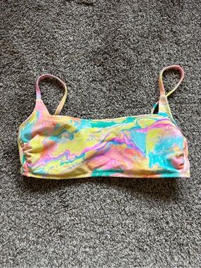 Xhilaration Marble Swirl Bikini Top - Pink, Yellow, Turquoise